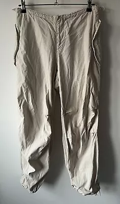 Iets Frans Urban Outfitters Cream Baggy Cargo Drawstring Trousers - Size Small • £19.99