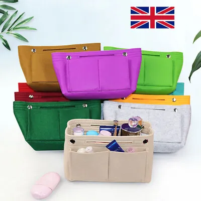 Travel Organiser Handbag Women Felt Bag Tote Insert Liner Purse Pouch Storage • £4.99