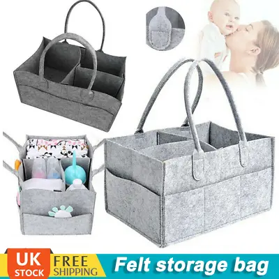 £5.99 • Buy Baby Diaper Caddy Organizer Felt Changing Nappy Kids Storage Carrier Bag Grey