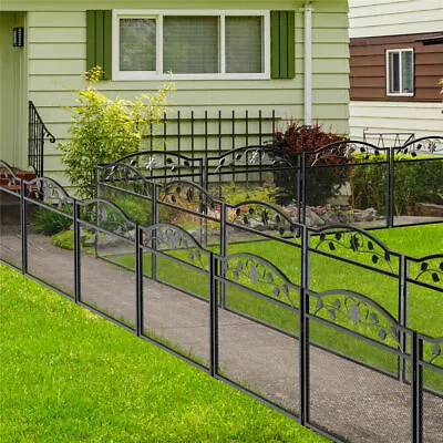 5 Panels Heavy Duty Metal Garden Fence Rustproof Fencing Border Animal Barrier • $119.99