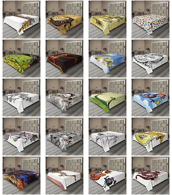 Ambesonne Dragon Print Flat Sheet Top Sheet Decorative Bedding 6 Sizes • $29.99