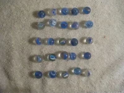 Vintage Blue Cats Eye Swirl Glass Marbles Lot Of 25 • $3.99