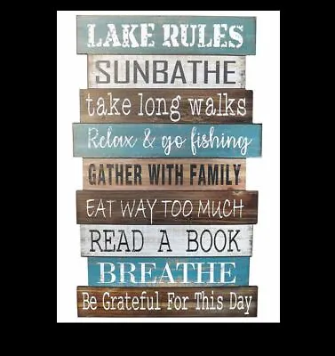 Lake House Rules Sign PHOTO Lake House Cabin Fishing Decor Wall Photo Decoration • $5.68