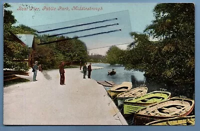 1906 Postcard Boat Pier Public Park Middlesborough Cleveland Yorkshire Nr Redcar • £1.79