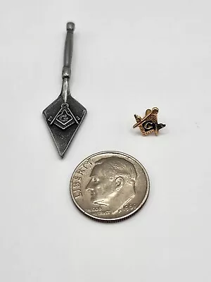 ANTIQUE MASONIC PIN 10 KT GOLD FREEMASONRY FRATENAL ORGANIZATIONS And Trowel • $18