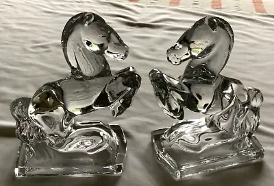 Beautiful Heavy Vintage L.e. Smith Crystal Rearing Horse Bookends • $37.99