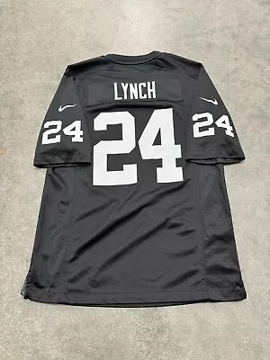 Nike Marshawn Lynch Jersey Mens M Oakland Raiders 24 Black Dri Fit RARE • $95.96