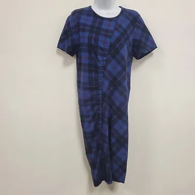 Marc By Marc Jacobs Womens Plaid T Shirt Dress Size M Blue Short Sleeve Round • $44.88