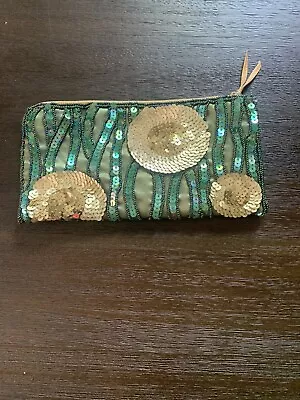 Green And Gold Sequin Wallet  • $10