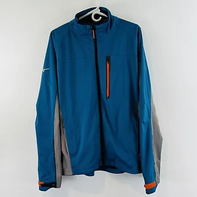 Mens M Mizuno Pro Collection Golf Jacket Teal Gray Windbreaker Impermalite Tech • $29.99