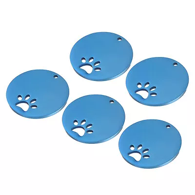 Metal Dog Paw Tags Stamping 0.98 X0.98  Blue Blank Tags DIY Engraving 5pcs • $10.92