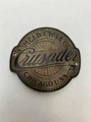 Antique Vintage MEAD CRUSADER Bicycle HEAD BADGE Tag Flat #1 • $29.99