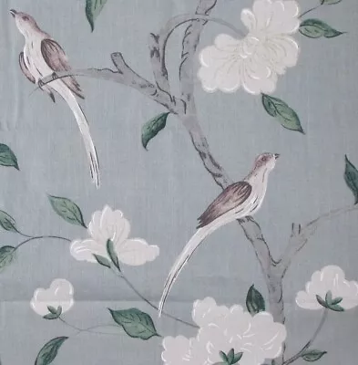 3.2 Meters X ZOFFANY  Eleonora  Linen/Cotton Interiors Fabric Birds/trees Blue • £88