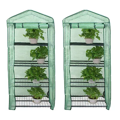 2PCS 4-Tier Mini Greenhouse Hot Garden House Plant Flower Green House W/PE Cover • $65.58