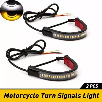 Amber White LED Fork Turn Signal Indicators Blinkers Light Strips For Motorcycle • $11.99