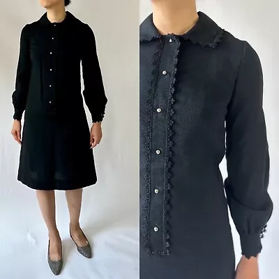 Rare 70s Marimekko For Design Research Stores Black Wool Dress S • $175