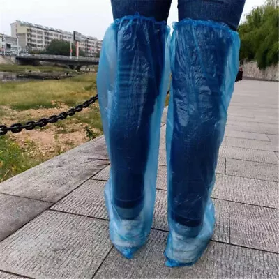 50pcs Disposable Long Shoe Cover Waterproof Anti Slip Knee Boots Cover Overshoes • $15.89