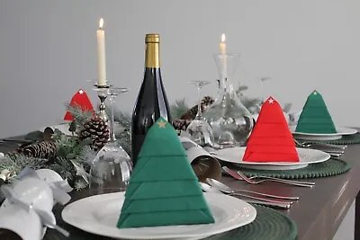£5.95 • Buy Luxury Linen Feel Folded Paper Napkins Pk6 Christmas Tree Xmas Table Decoration