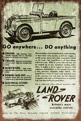 Land Rover Go Anywhere Advert Vintage Retro Style Metal Sign Shed Garage • £3.49