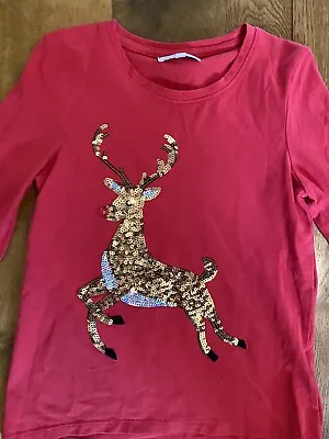 £5 • Buy Blue Zoo Age 6-7 Xmas 🎅 Red Top Glittery Sequenced 