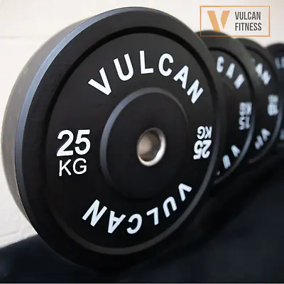 $799 • Buy *NEW* VULCAN Olympic Black Bumper Weight Plates Set | 5kg To 25kg | IN STOCK