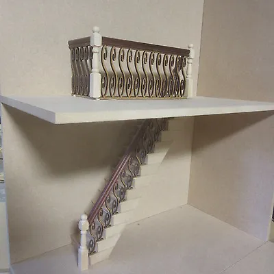  Banister Set. (no Stair Treads) Mahogany Handrail  Dolls House Item   DHD74 • $15.41