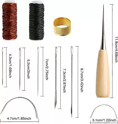 Leather Repair Kit 11PCS Leather Sewing Tools Waxed Thread And Needles For Fabri • £6.79