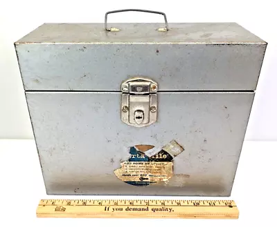 Vintage Porta File Metal File Storage Document Box W/ Handle & Key Med 5x10x12 • $24.95