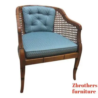 Vintage French Regency Faux Bamboo Fireside Lounge Living Room Club Chair B • $458.10