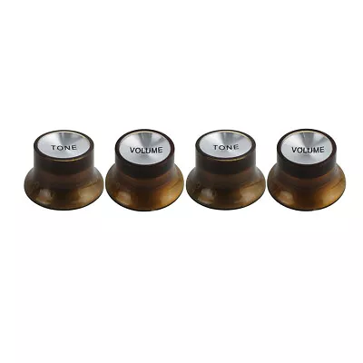 Amber Guitar Knobs Bell Top Hat Tone Volume 18 24 Splines For Les Paul LP Ibanez • $9.99