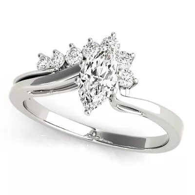 1.30 Ct Real Moissanite Marquise Diamond Engagement 925 Sterling Silver Size 5 6 • $57.88