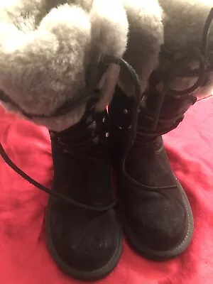 UGG Authentic 1892 Montclair Black/Grey Shearling Boots Size 8 • $55