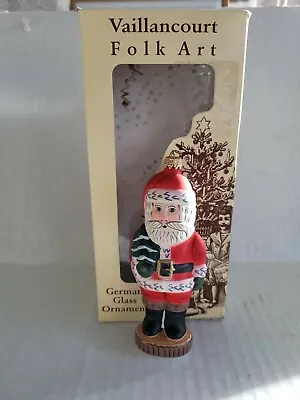 $35 • Buy Vaillancourt German Glass Ornament Santa On Log Folk Art 9733 1998