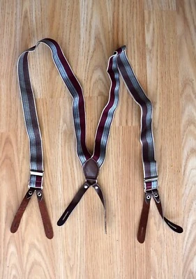 £20 • Buy Vintage Elasticated Braces Y Shape Leather Tabs - Skinhead Ska