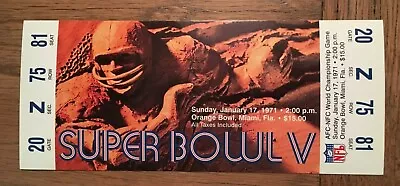 Nfl Super Bowl V Replica Ticket Stub Baltimore Colts 1971 Johnny Unitas Orange B • $19.99