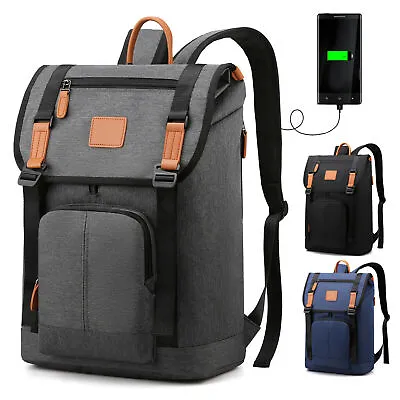 $16.95 • Buy Men Anti-theft Laptop Backpack Waterproof School Bag USB Charging Port Rucksack