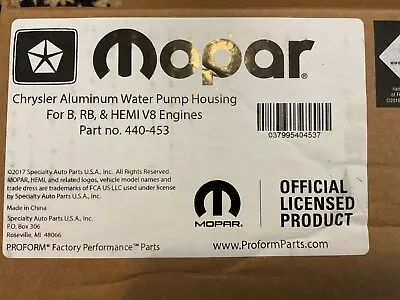 Genuine Proform 440-453 Mopar Big Block Chrysler Aluminum Water Pump Housing NEW • $134.50