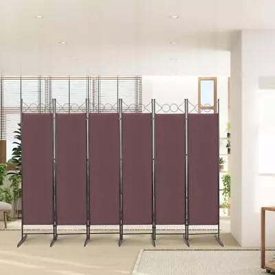 Room Divider 6 Panel Folding Privacy Screens 6Ft Office Walls Divider Brown • $47.95