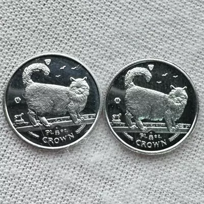 1998 Isle Of Man 1/25th Crown - Birman Cat Platinum Proof Round- Lot Of 2 • $78