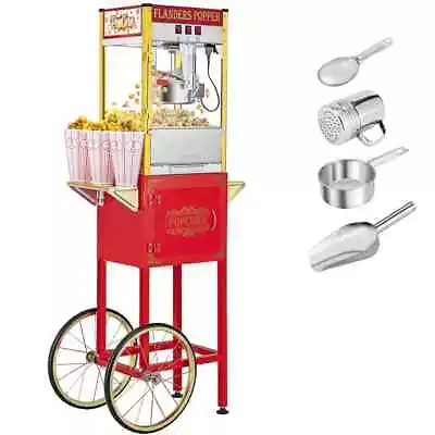 8 Oz Popcorn And Concession Cart Popcorn Popper Machine Popcorn Maker With Cart • $255.99