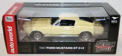 Auto World 1/18 Scale AMM1038/06 - 1967 Ford Mustang GT 2+2 - Pale Yellow • £99.99