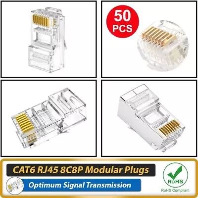 50x RJ45 CAT6 8C8P Connector Network Cable Modular Plug Crimp Lan Ethernet Head • $9.90