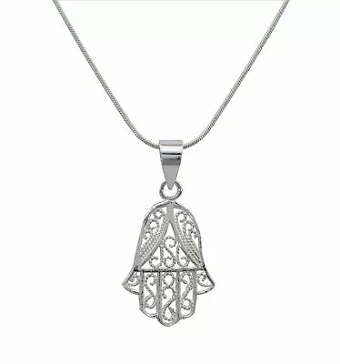 925 Sterling Silver Hamsa Hand Of God Charm Necklaces Protection Holyland Gift • £20.42