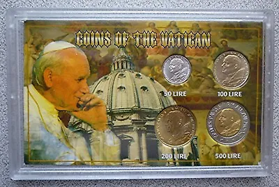 1995 VATICAN - MINT BU SET (4) W/ BI-METAL 500 LIRE - POPE JOHN PAUL II -PLASTIC • $19.99