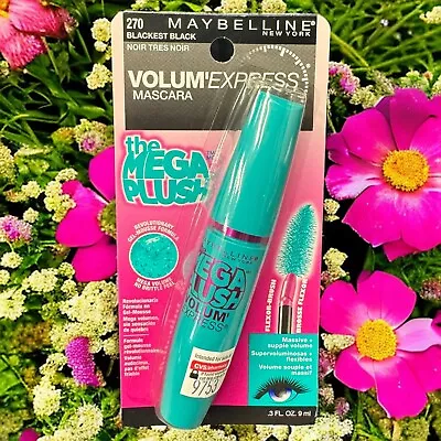 NEW Maybelline Volum' Express The Mega Plush Washable Mascara Blackest Black 270 • $7.99