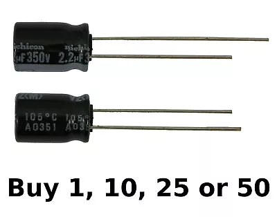 Nichicon 2.2uf 2.2ufd 350V Volt 105 Degree Hi Temp Radial Electrolytic Capacitor • $4.99