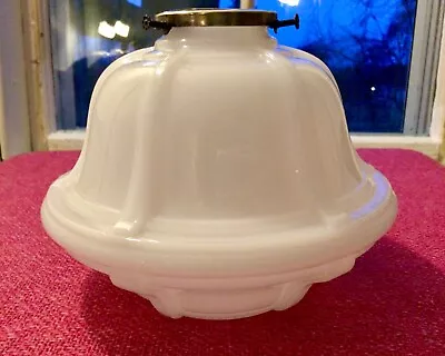 Antique Art Deco Milk Glass Lamp Shade W Hubbell Fitter Pat’d 1904 • $45