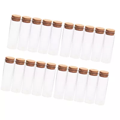  20 Pcs Wooden Baby Small Jars With Cork Lid Mini Bottles Lids • £13.29