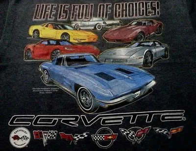 Corvette C1-c6 T-shirt Blue Life Is Full Of Choices Vettes M-xl22.99+2x3xnew • $24.99