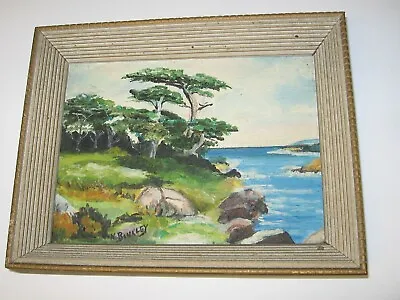 1952 Oil Gouache On Board Signed V. N. Binkley Monterey Coast Framed 9.25  • $32.62